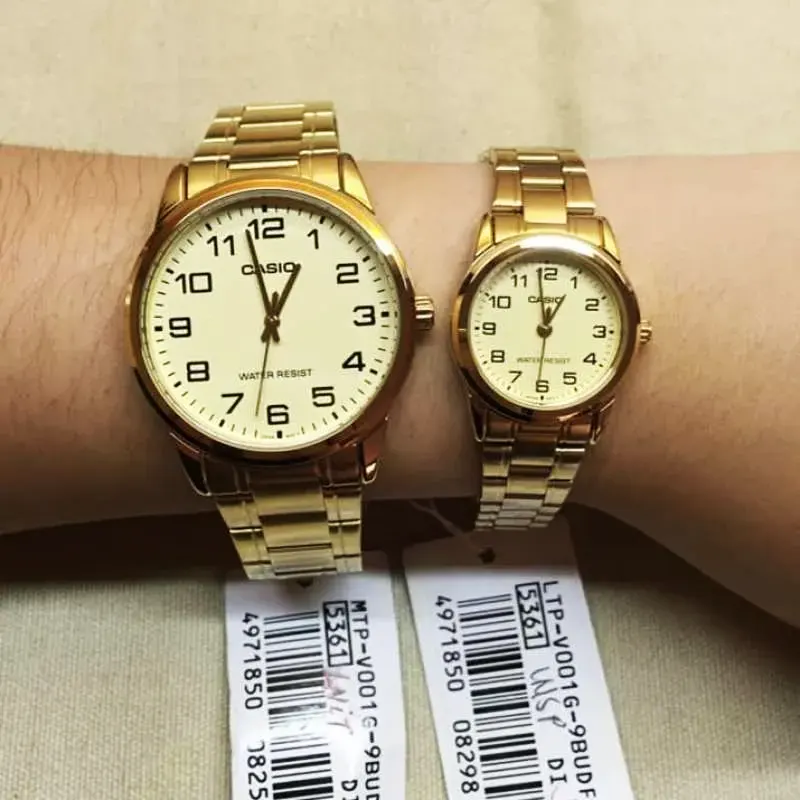 Casio Gold-tone Couple Watch- MTP/LTP-V001G-9B